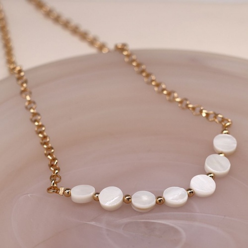 Golden Chain and Pearl Discs Necklace by Peace of Mind
